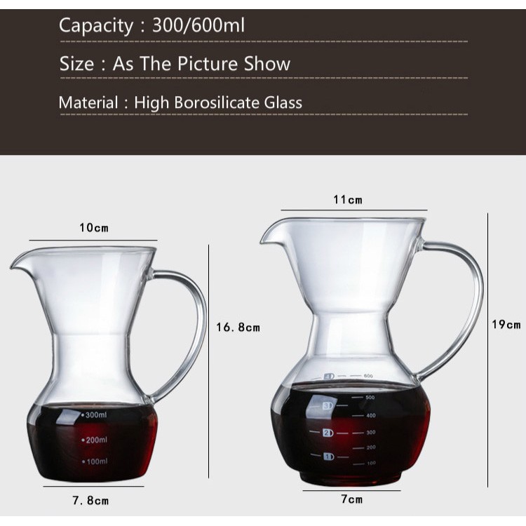 Coffee Maker Pot V60 Teko Kopi Barista 300ml + Filter