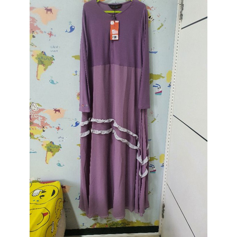 sale new dress fasiya grey violet blossom sisesa