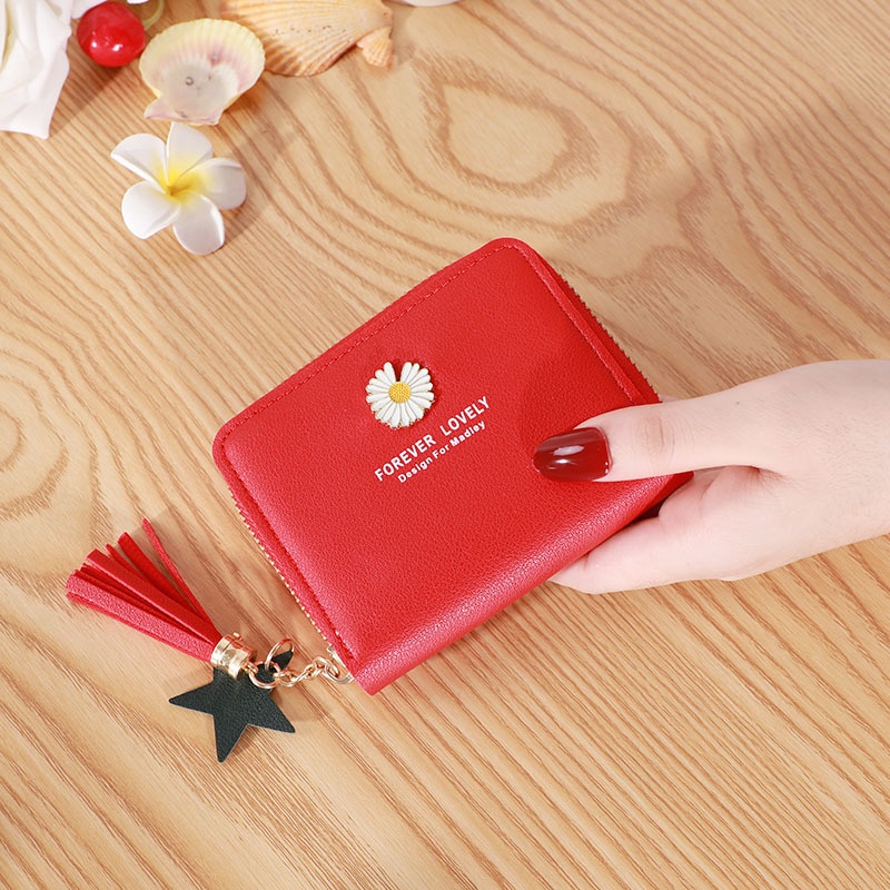 HC Dompet Wanita Kecil Motif Bunga Daisy Dompet Lipat Kecil Wanita import motif Bunga-HC6644 MERAH 086