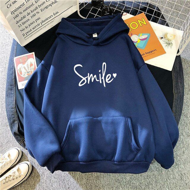 Parisdivarious Sweater Hoodie Jemper Smile Bahan Fleece Size S - XXL (Pria &amp; Wanita)