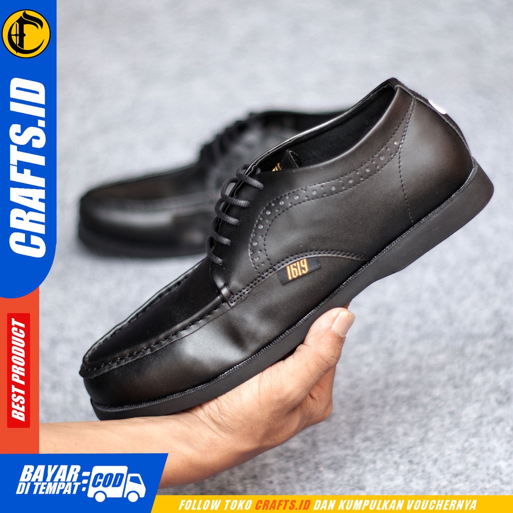 Sepatu Formal Pria Sepatu Casual Pria Kulit Pu Tali Sepatu Pantofel Kerja Kantor Kuliah Kondangan Sepatu Hitam Pria CRAFTS GRORWZ