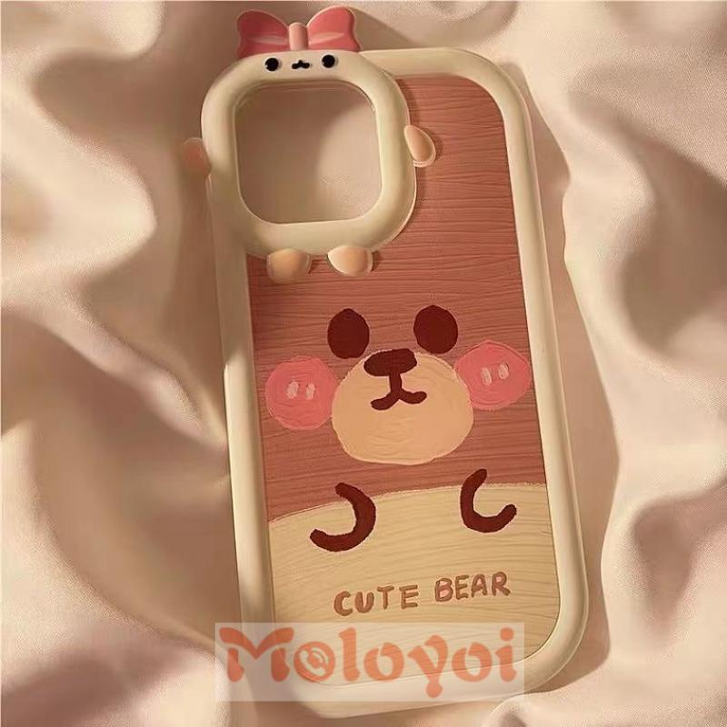 Soft Case TPU Motif Kartun Beruang 3D Untuk iPhone 14 11 13 12 Pro Max 7 8 14 Plus 6 6S XR X XS Max SE 2020 14Pro Max