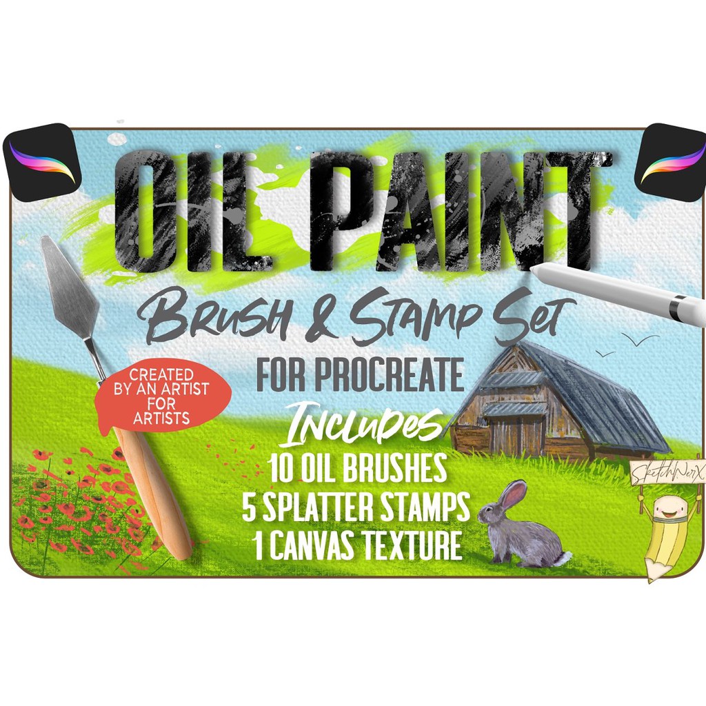 Oil Paint Brush and Stamp for Procreate