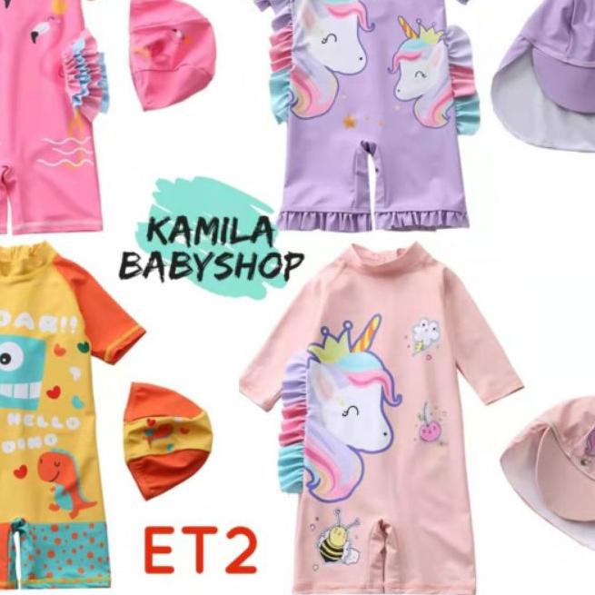 Baju Renang Anak ET2 Free Topi/Baju Renang Anak Perempuan/ Baju Renang Anak Perempuan dan Topi/Baju 