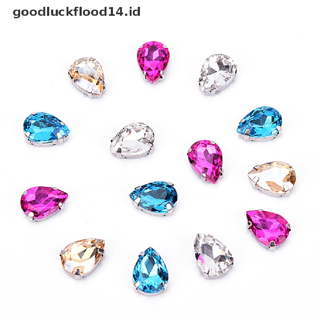 [OOID] 50x Drops of Water Glass Rhinestone DIY Clothing Accessories Applique Sewing On ID