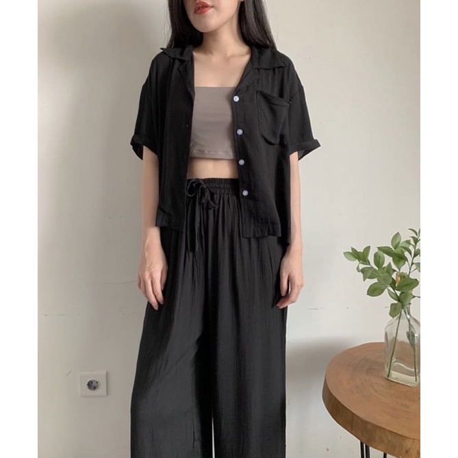 Claire Homewear Set | Rayon Crinkle Comfy Set-1