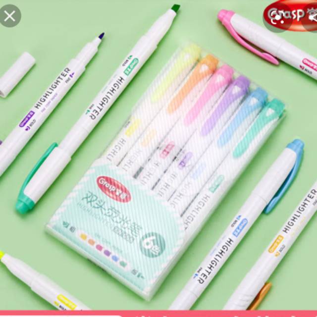 

GRASP HIGHLIGHTER PASET SET 6 / PEN HIGHTLIGHTER DOUBLE TIP