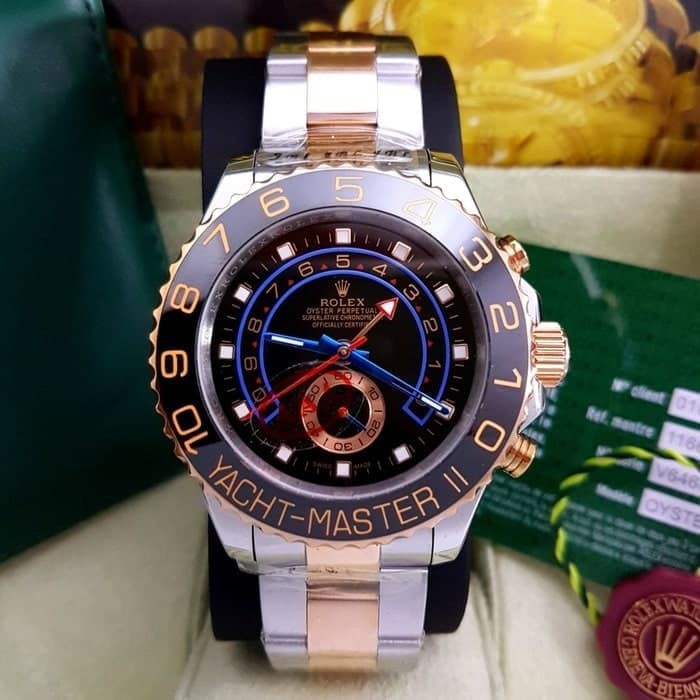 JAM TANGAN PRIA ROLEX YACHT MASTER II Ceramic Bezel Rosegold SUPER