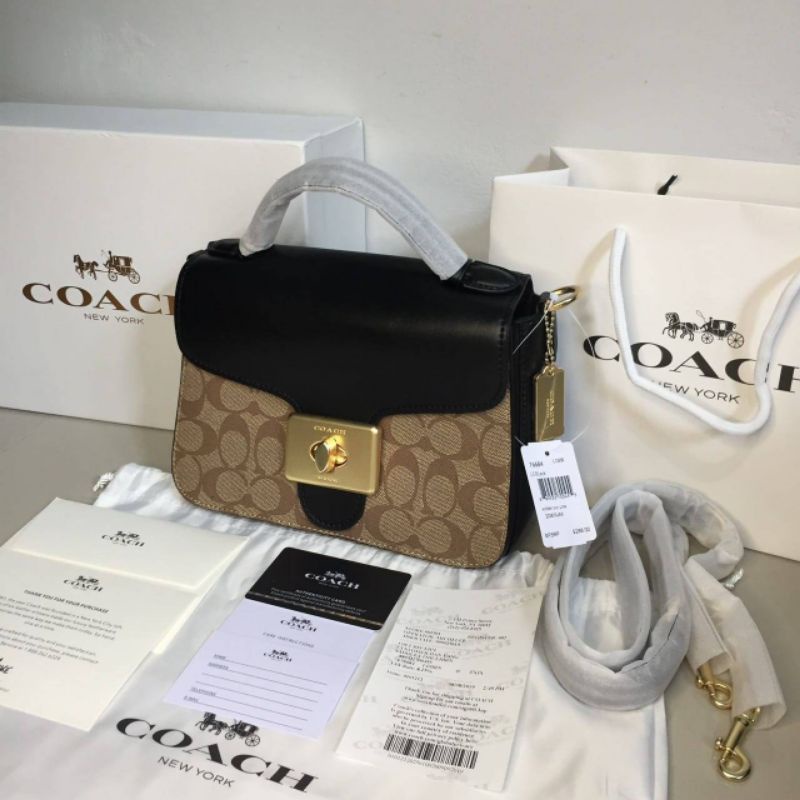 Jual Coach Cassidy Top Handle Crossbody In Signature Khaki Shopee