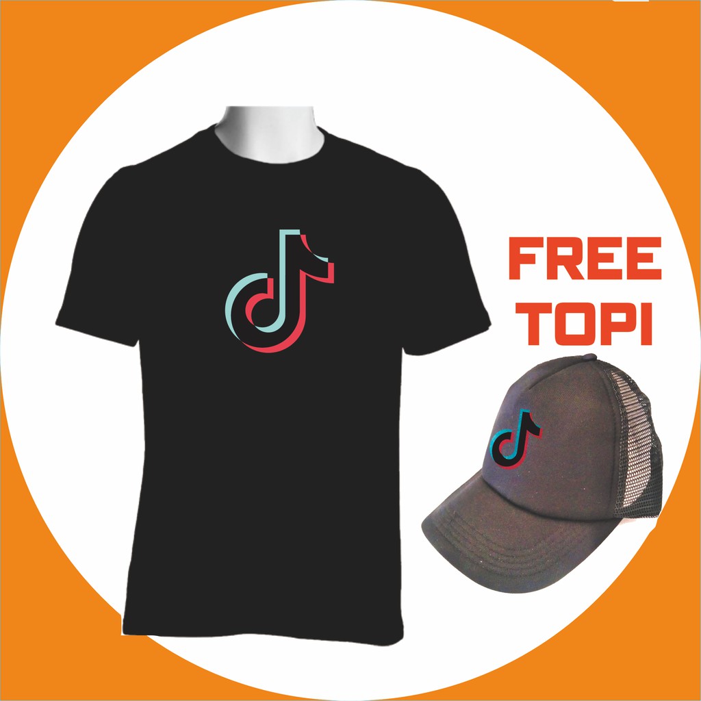 free topi kaos hitam lengan pendek tiktok viral