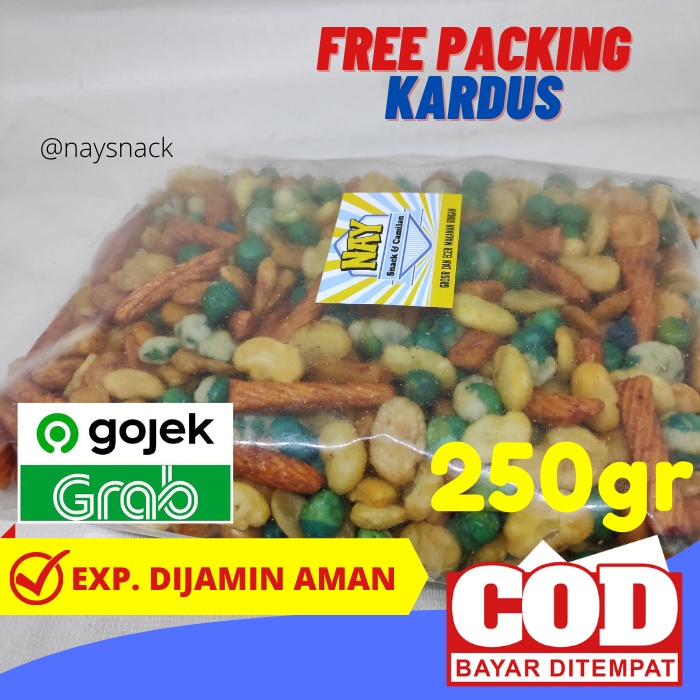 

Cemilan Kiloan Kacang Campur Mix Isi Bersih 250 Gram Asin Gurih