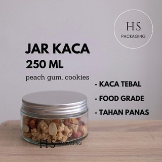 250ml TOPLES KACA / JAR KACA / GLASS JAR 250 ml / jar kue / jar peach gum / jar ice cream
