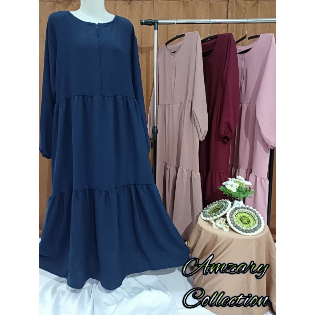 SANSO MIDI DRESS KRINGCLE AIRFLOW TERBARU / GAMIS SUSUN SERUT BAHAN KRINCLE