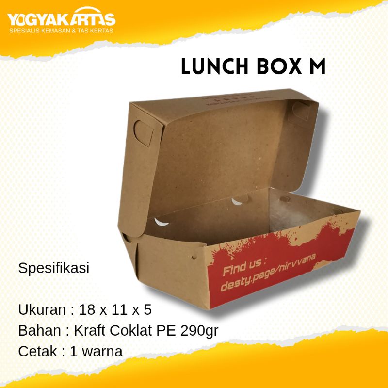 Jual Paper Lunch Box M Cetak Custom Box Coklat Lunch Box Coklat