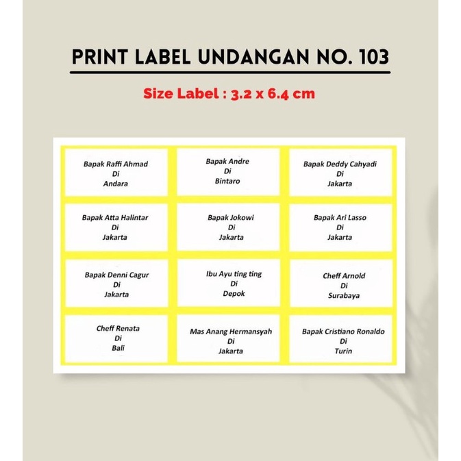 

LABEL PRINT 103 ISI 120PCS