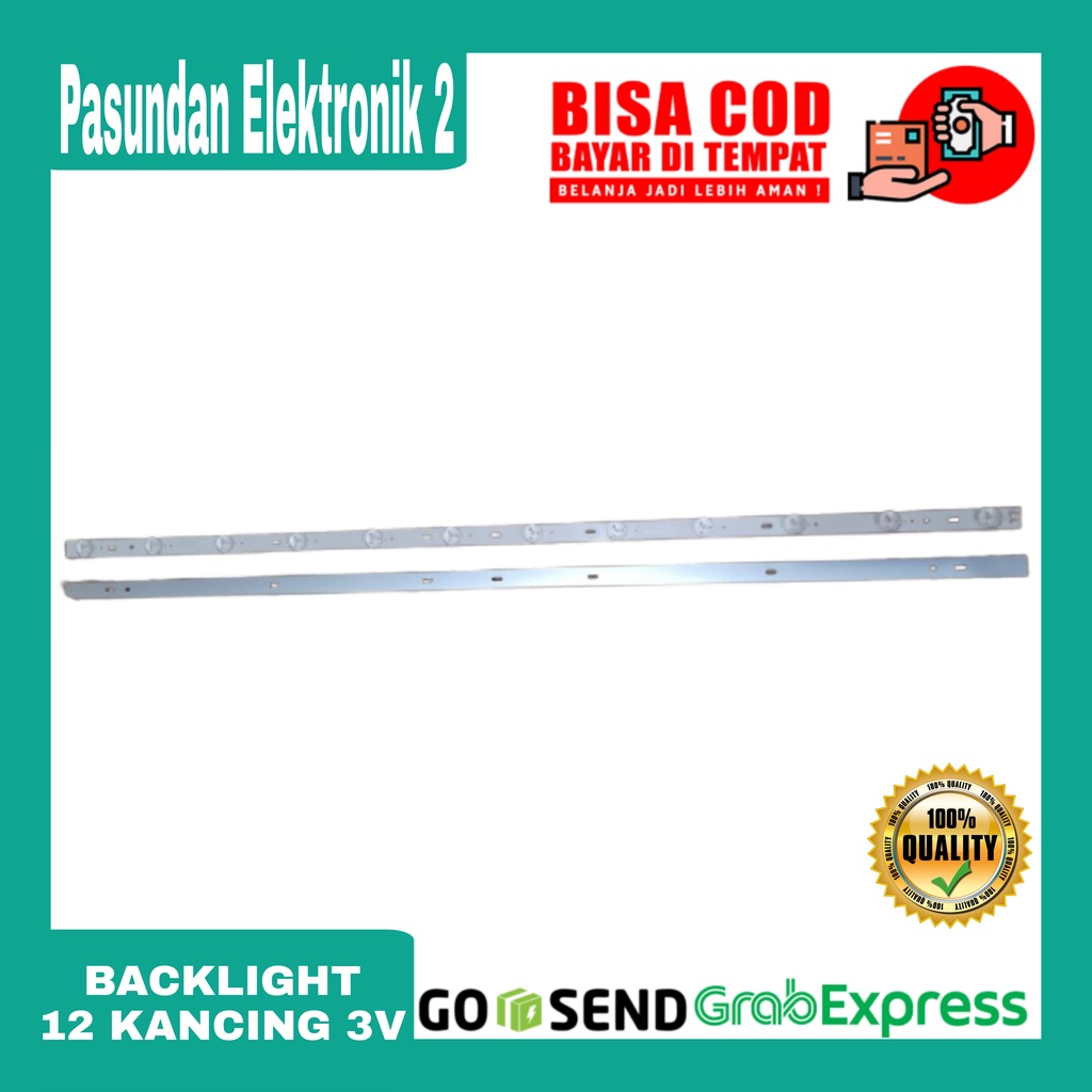 Lampu Backlight LED TV 12 kancing cembung 3V 62cm 3V alumunium .