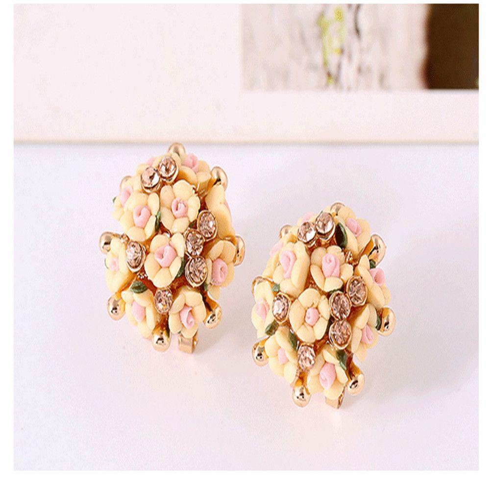 Preva Earrings Fashion Porselen Anting Tusuk Telinga Berlian Imitasi Yang Dipersonalisasi