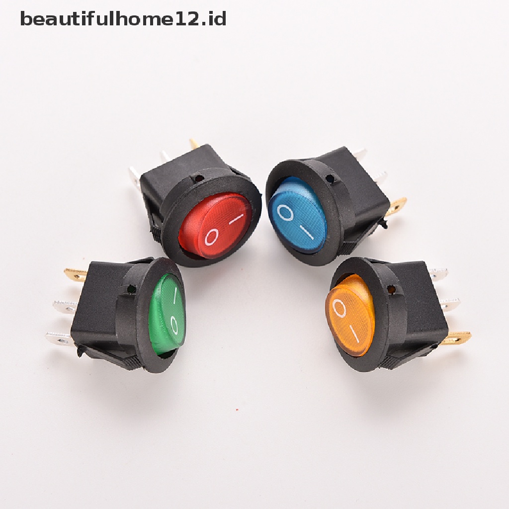 【beautifulhome12.id】1PCS 12V 16A ON/OFF LED DOT ROUND ROCKER SPST TOGGLE SWITCH CAR AUTO BOAT LIGHT .