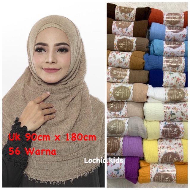 (BUY 1 GET 1) 1-20 Jilbab Pashmina Rawis Kusut / Negro Shawl Pashmina