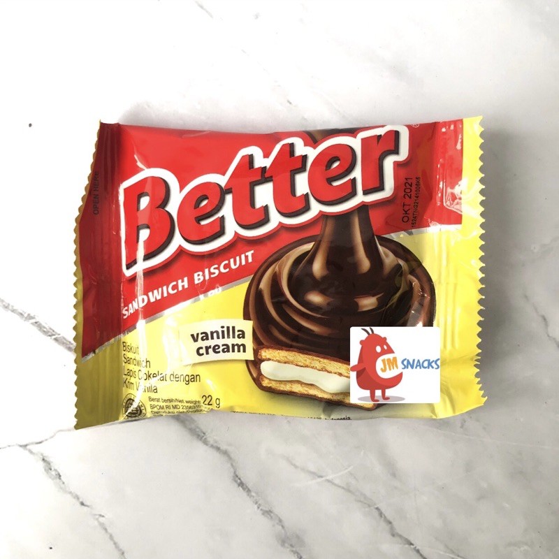 

[PROMO!!] Better Biskuit Coklat Vanilla Cream 22gram - Cemilan snack nikmat termurah