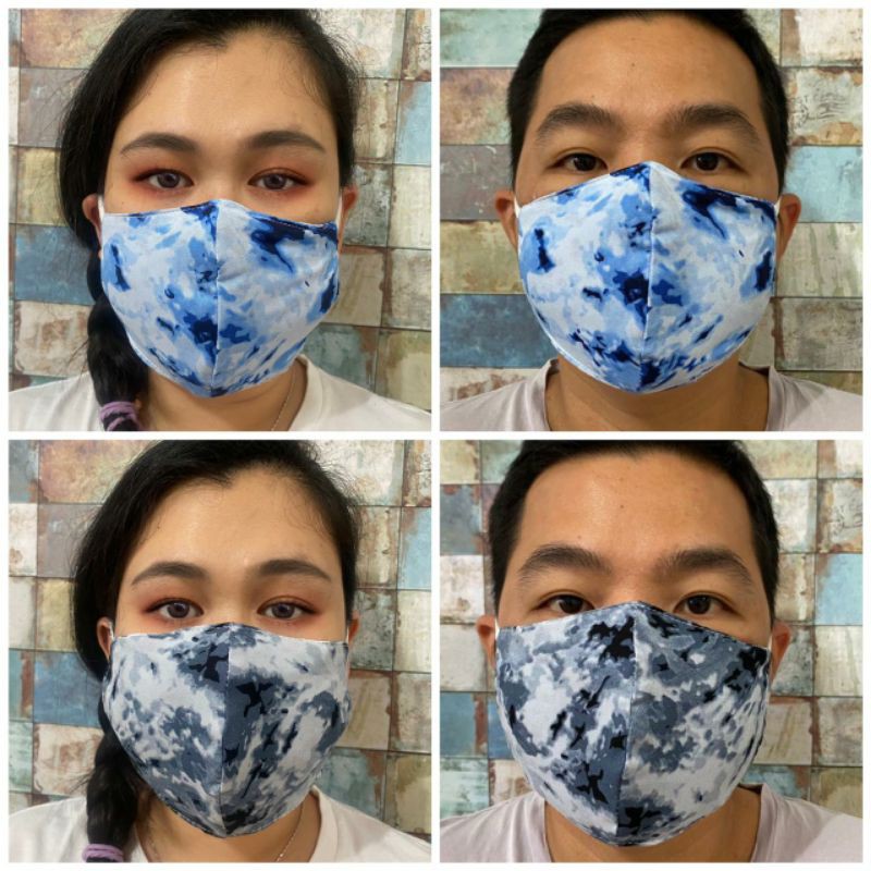  MASKER  KAIN  3PLY EARLOOP TIE  DYE  BATIK KOTAK Shopee 