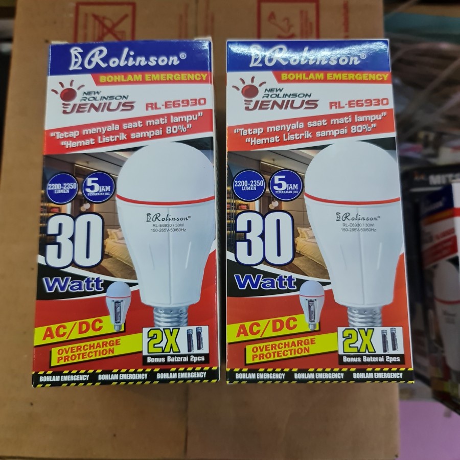 Barangunik2021-Bohlam Emergency Rollinson Jenius 30 Watt - RL-E6930/Lampu Darurat/Bohlam Recharger