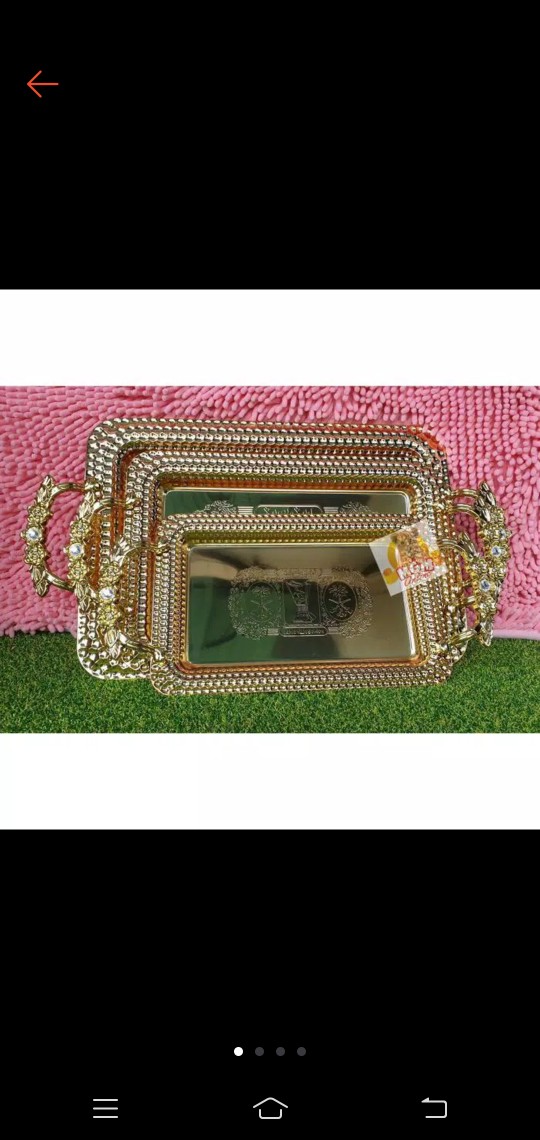 Nampan Arab 3 Set Mutiara B Gold Stainless