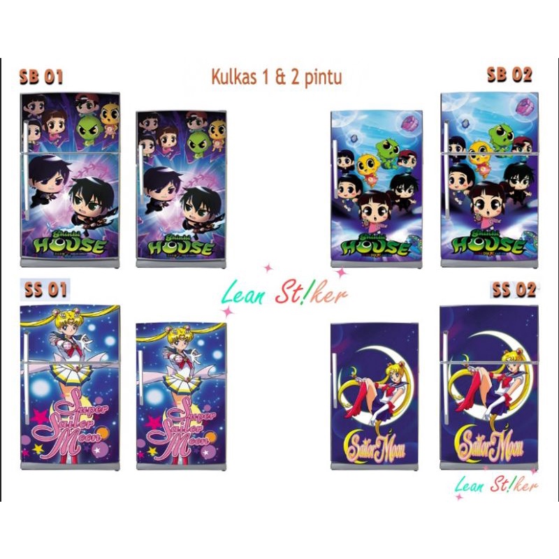 stiker kulkas 1 dan 2 pintu motif SHINBI HOUSE & SAILOR MOON