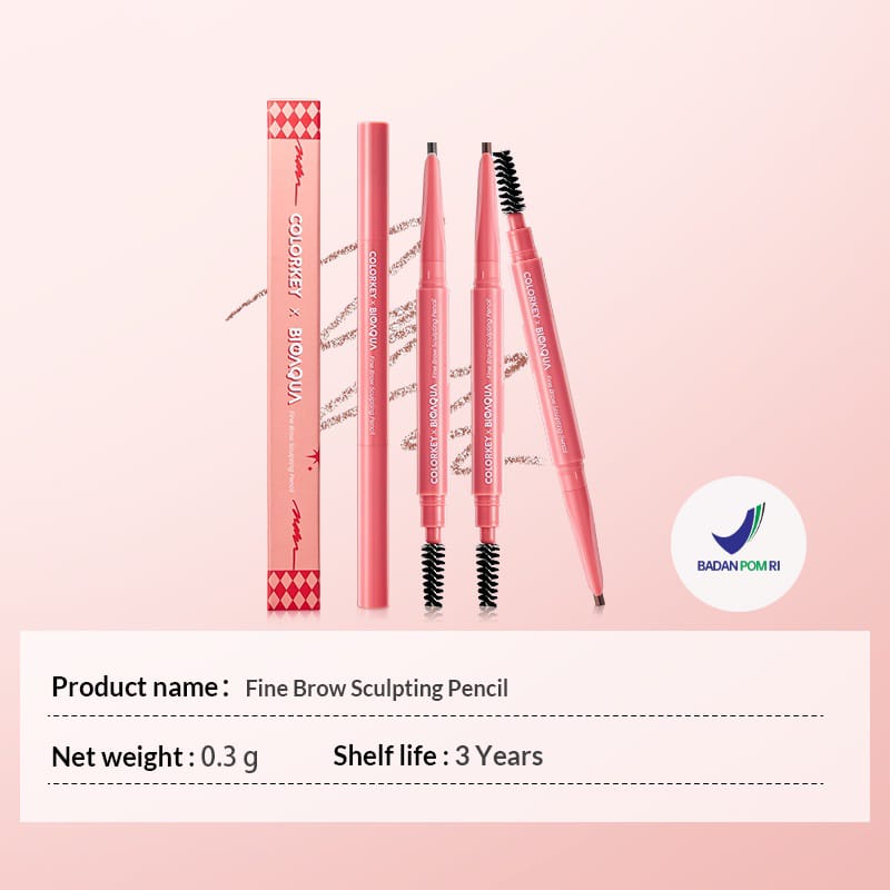 COLORKEY x BIOAQUA Fine Brow Sclupting Pencil Pensil Alis Waterproof Eyebrow Pencil Alis 3 Colours Tahan Air dan Keringat