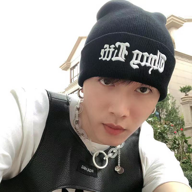 Topi beanie Rajut Motif Bordir thug life Bahan Katun Untuk Pria Dan Wanita