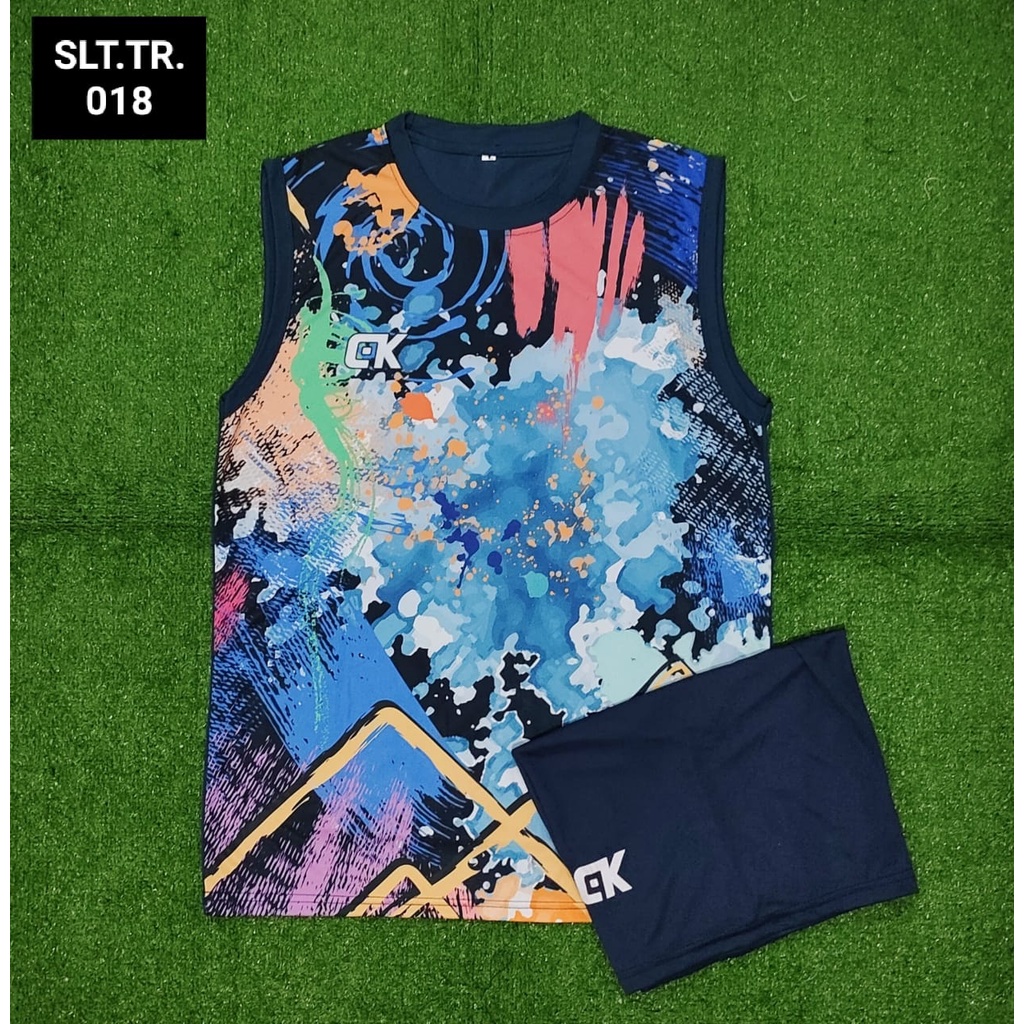 1 SET SINGLET TRAINING 018 KAOS VOLLEY BAJU BADMINTON FULL PRINTING PRINT PAKAIAN OLAHRAGA PRIA GROS