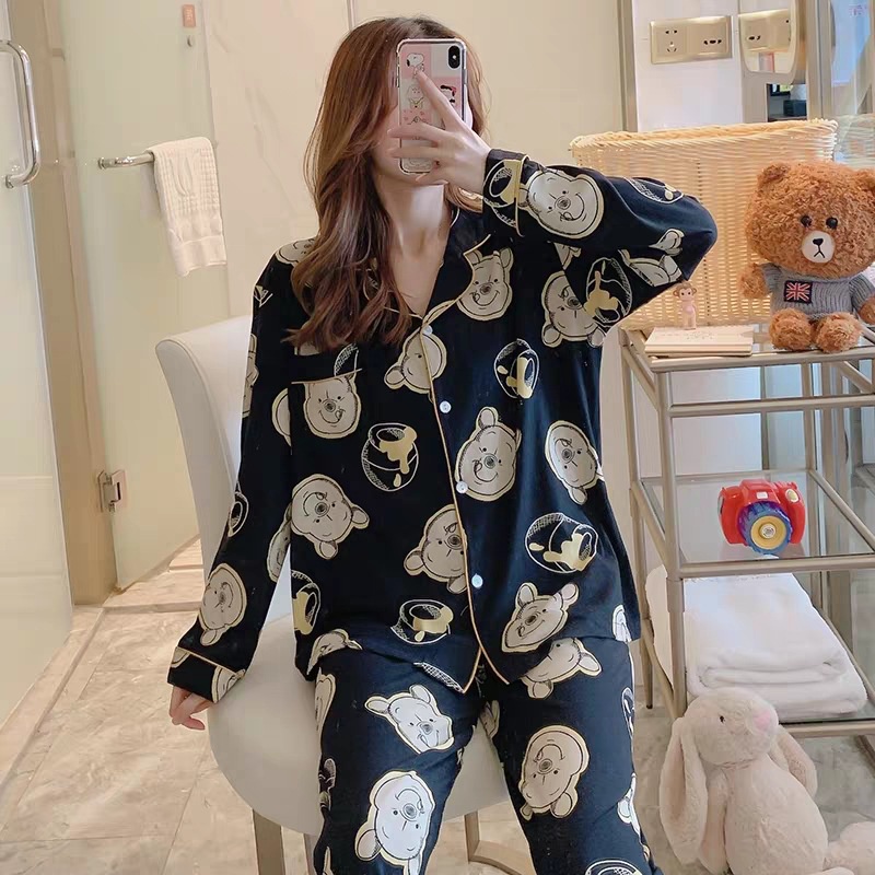 Piyama Baju Tidur Wanita Import Lengan Panjang Celana Panjang Motif Kartun KR1033