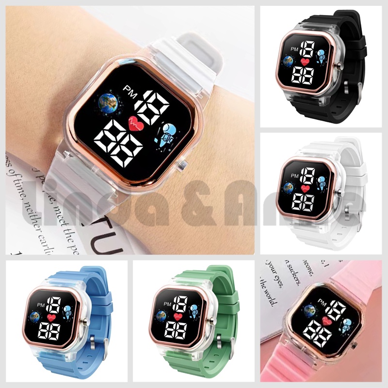 Jam Tangan LED Digital Pria Wanita Rubber - Electronic Watch Fashion Couple Anak Remaja Murah