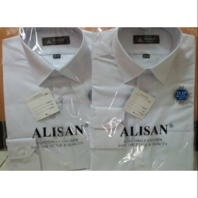 Kemeja Alisan putih polos lengan panjang ukuran 16 1/2 - 17 1/2