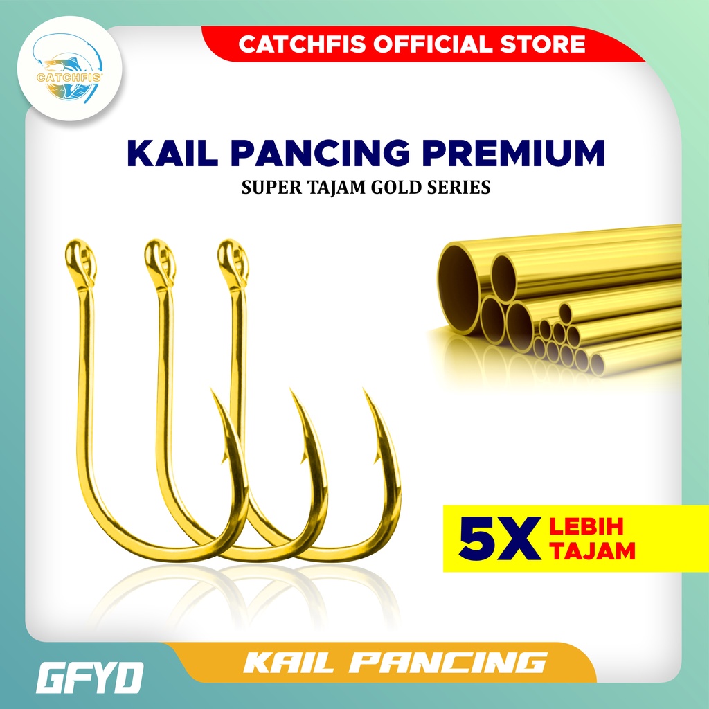 Catchfis - Kail Pancing Gold 25 pcs High Carbon Steel Barbed Fishing Hook Tackle Kail GFYD-1