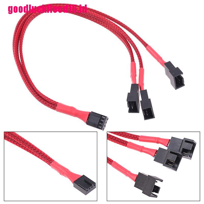 (LUCKID) 1pc Hub Kipas Pendingin Komputer 1 Ke 3 Arah 4Pin PWM Warna Merah