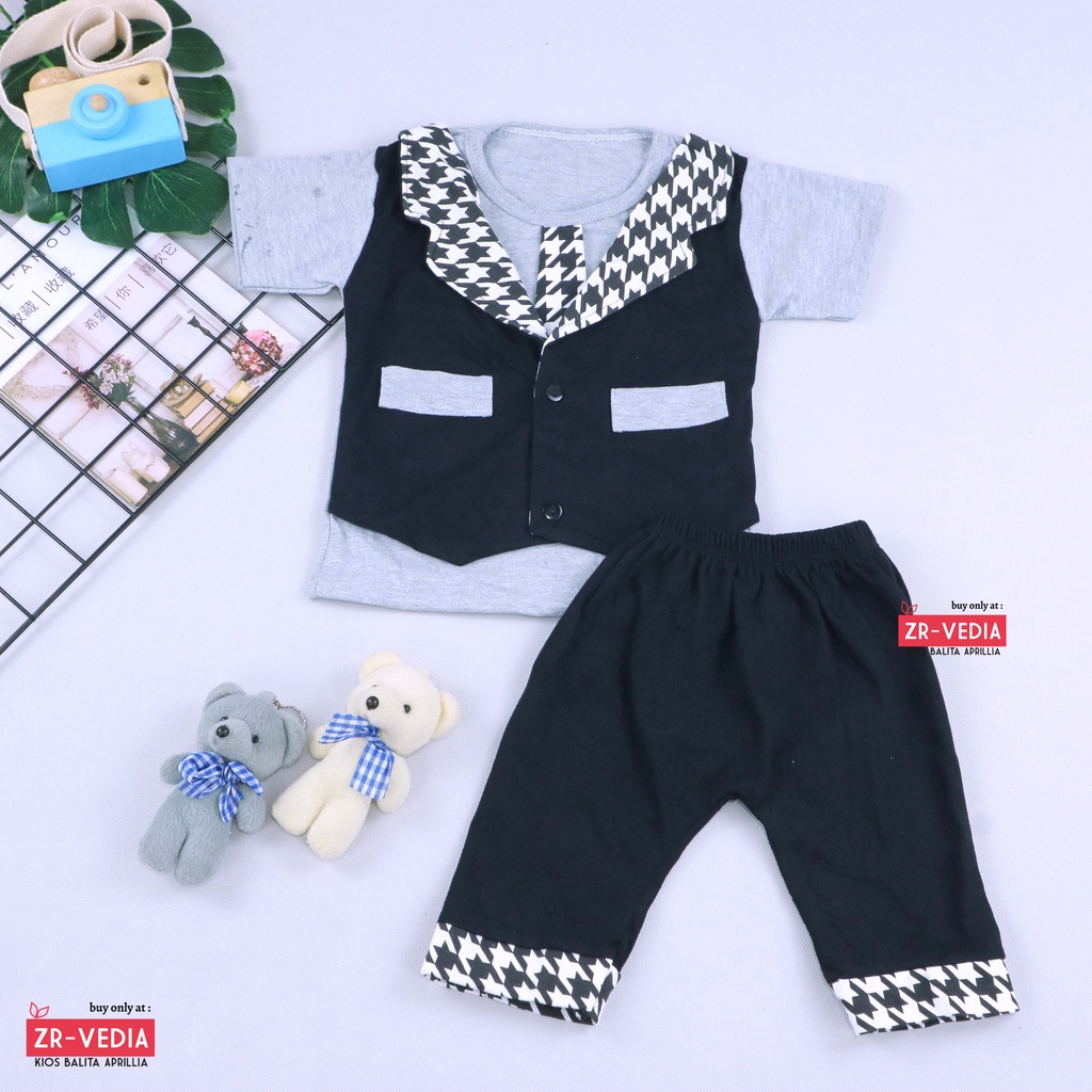 Setelan Rompi Baby Colin uk 3-18 Bulan / Export Class Set Baju Bayi Laki Kaos Lengan Rompi Celana