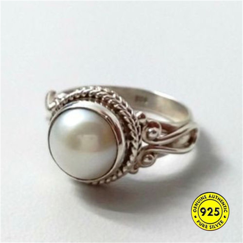 Cincin Mutiara Natural Bahan 925 Silver