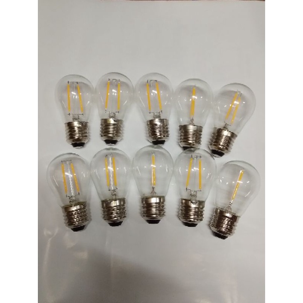 10 pcs Lampu led filamen 2 w watt G45 warm white kuning cafe panjang 8cm