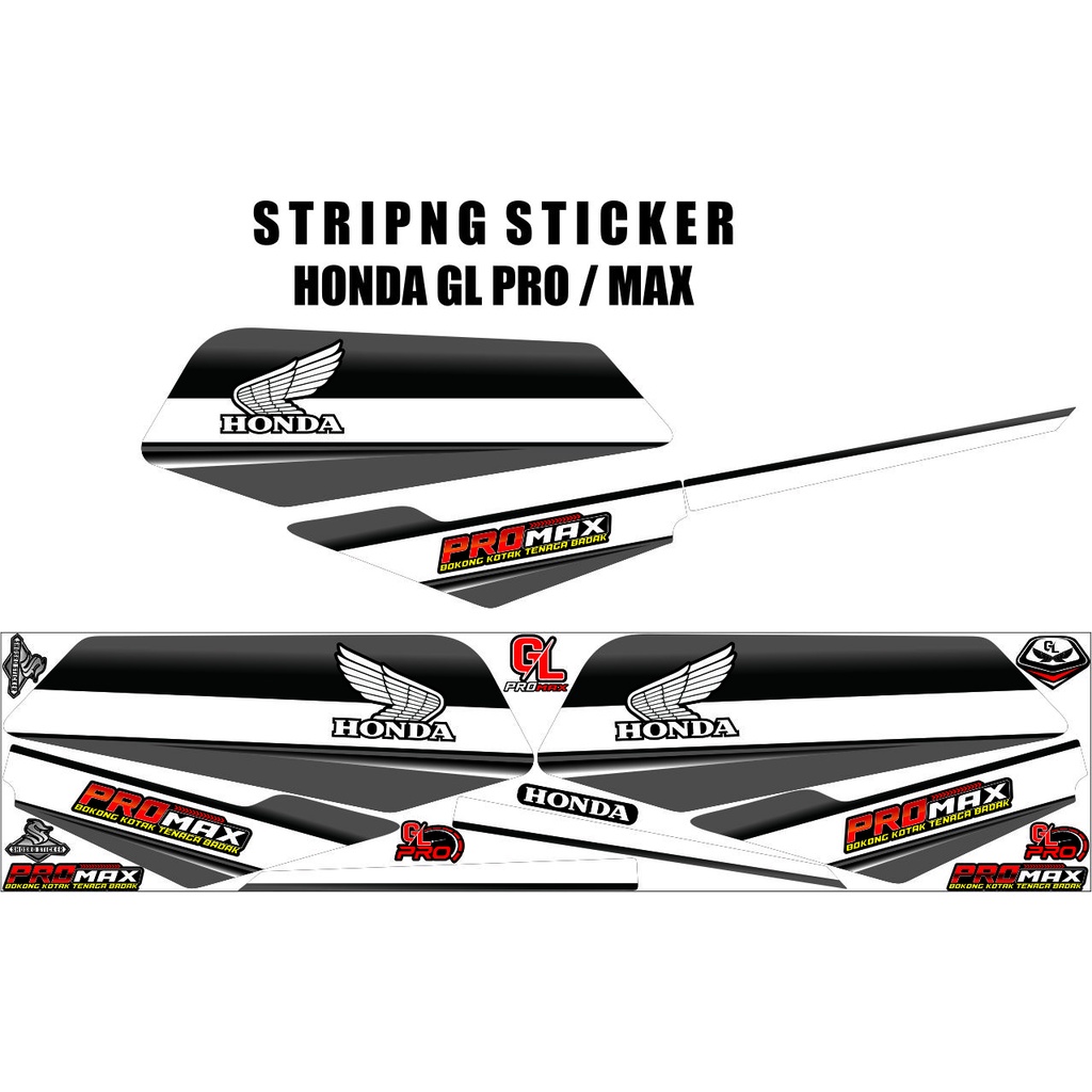 STIKER STRIPING VARIASI MOTOR HONDA GL PRO GL MAX SIMPLE VARIASI PUTIH ABU NEW ART 2022