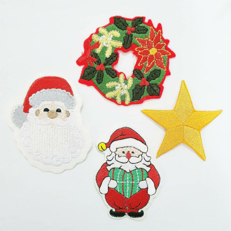 Patch Christmas, Santa Claus, Bunga Natal, Bintang