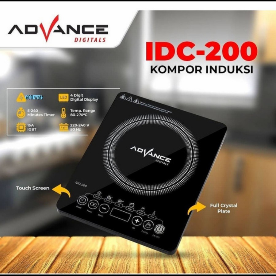 Advance Kompor Listrik Induksi IDC 200 IDC200 Touch Screen Induction Cooker IDC200