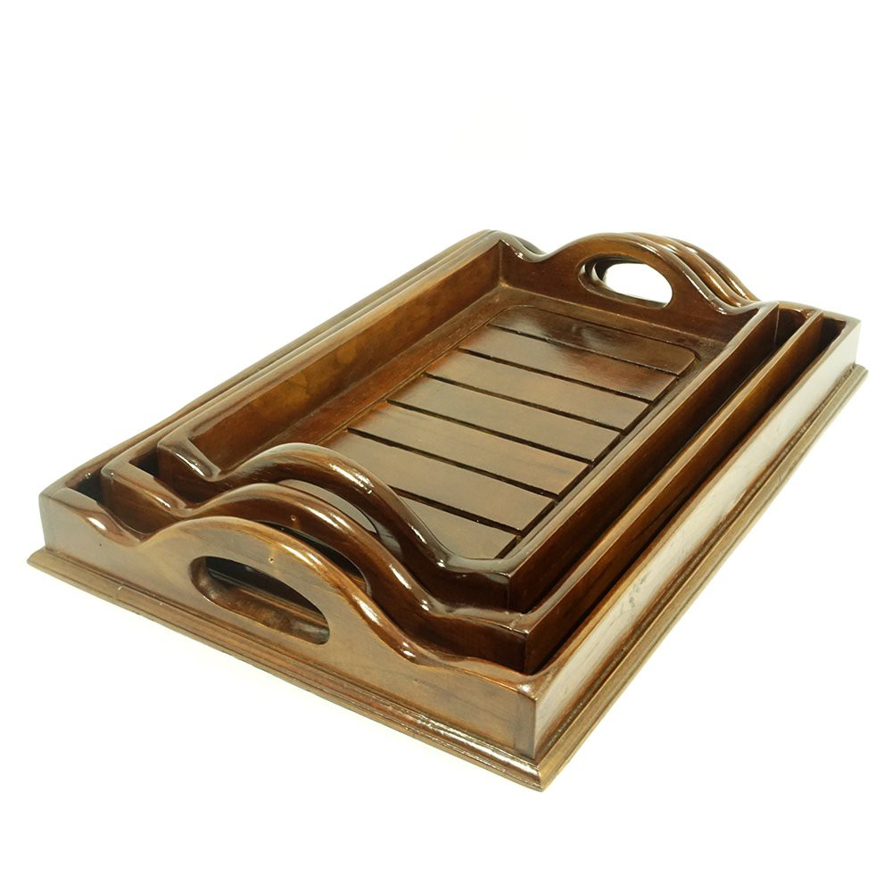 satu set Nampan Baki Kotak Kayu Jati Unik Antik dan unik