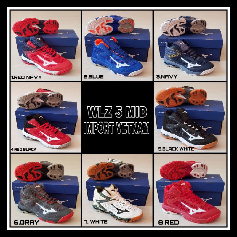 ( PROMO 1psg DAPAT 1psg ) SEPATU VOLI  ORIGINAL IMPORT WLZ 5 MID ORIGINAL IMPORT WAVE LIGHTNING Z5 M