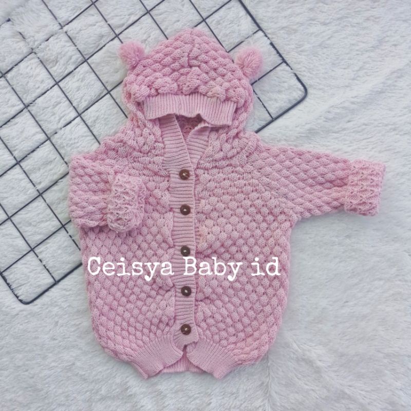 jaket rajut bayi usia 3-12 Bulan