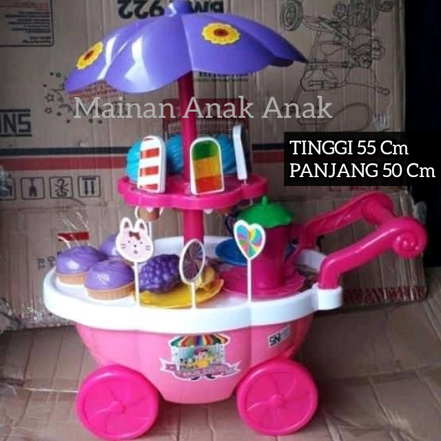 Mainan Anak Dorongan Gerobak Es Krim Besar - Mainan Dorong Gerobak Ice Cream