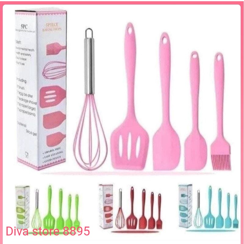 SPATULA SET SILICON WARNA 5 IN 1 CL