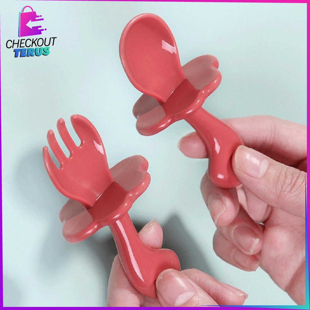 CT C51 Sendok Garpu Set Bayi Perlengkapan Alat Makan Bayi Training Spoon &amp; Fork Alat Makan Anak Bayi Perlengkapan Set Makan Bayi Lucu