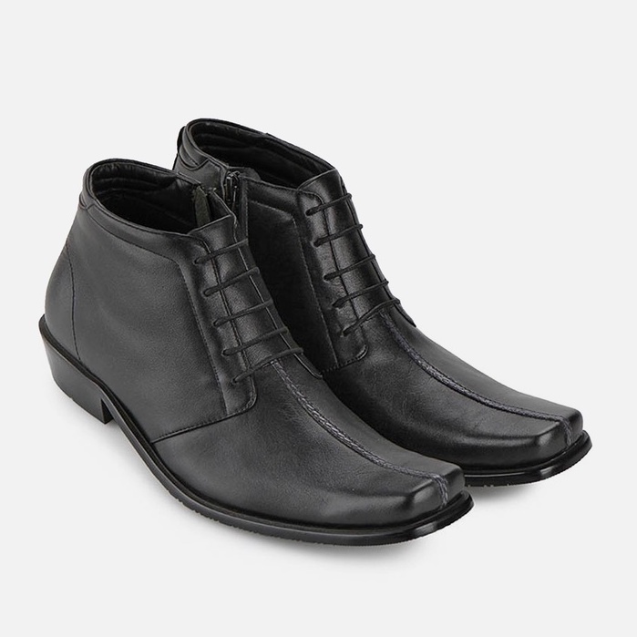 Guin Casalini Sepatu Ankle Boots formal pria dengan tali bahan kulit asli full grain G-HZ116