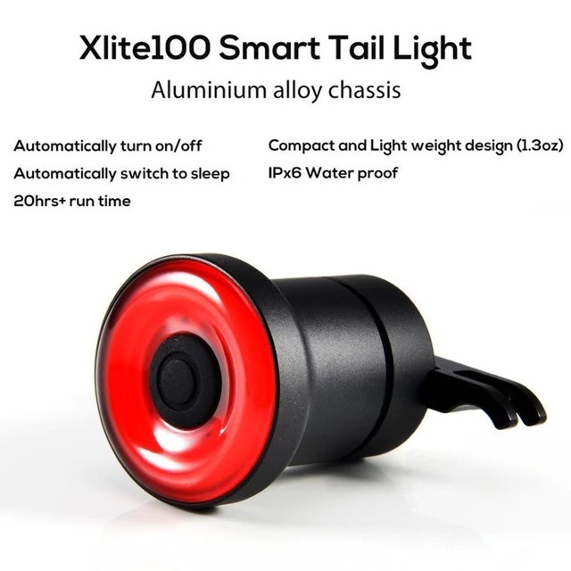 Enfitnix XLite 100 Lampu Sepeda Smart LED Taillight Saddle Seatpost Mount with Plate Bracket